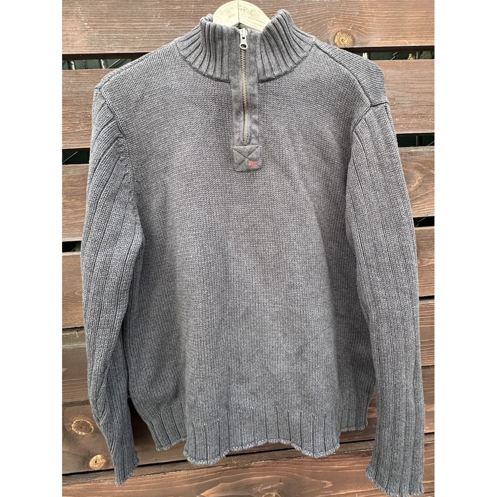 *Vintage Polo Jeans Ralph Lauren Men's Thick Knit Half Zip Gray Sweater XL